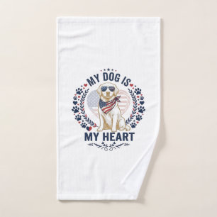 Dog Is Heart American Flag Sunglasses_1 Hand Towel