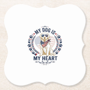 Dog Is Heart American Flag Sunglasses_1 Paper Coaster