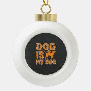 Dog Is My Boo Halloween Dog Ceramic Ball Christmas Ornament