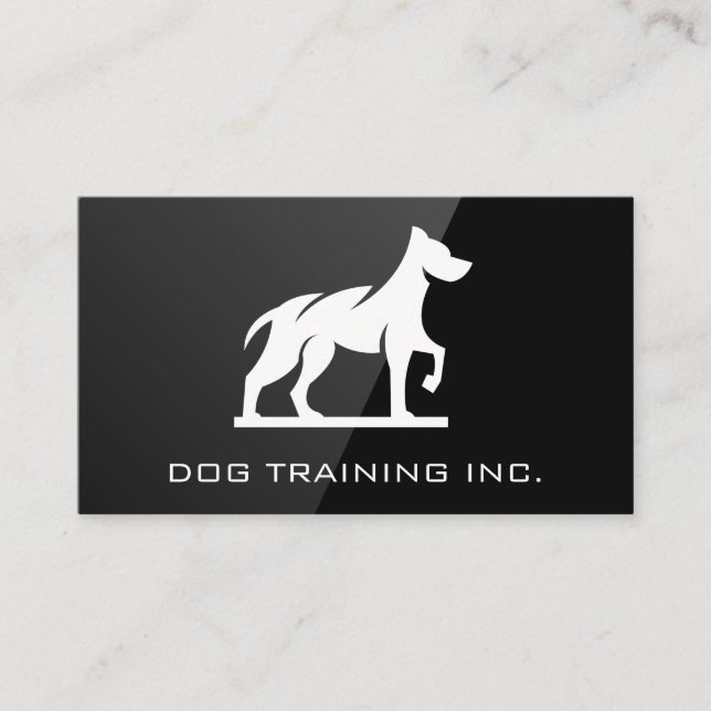 Dog K9 Logo | Black Gloss Logo Business Card (Front)