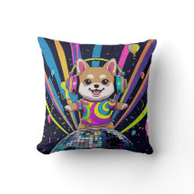 Dog Kawaii Shiba Inu Dancing Neon Retro