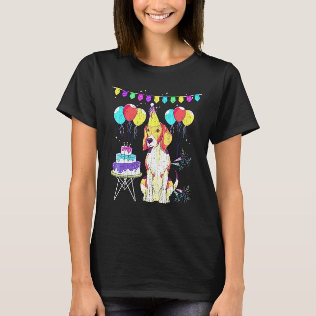 Dog  Kids Birthday Cake Dog Owner Pet Animal Beagl T-Shirt (Front)