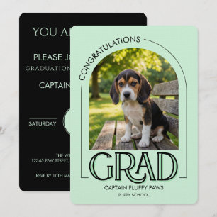 Dog Kindergarten Pet Photo Mint Green Graduation Announcement