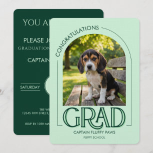 Dog Kindergarten Puppy Photo Emerald Graduation  Announcement