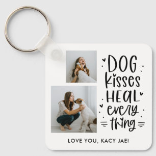 Dog Kisses Editable Colour Dog Lover Keychain