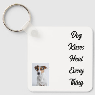 Dog Kisses Editable Colour Dog Lover Keychain