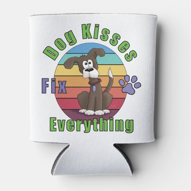 Dog Kisses Fix Everything  Can Cooler (Front)