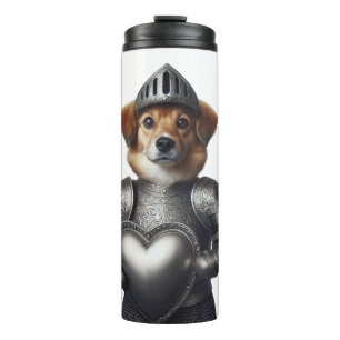 Dog Knight – Cute Pup in Armour with Heart Shield Thermal Tumbler