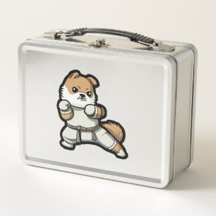 dog knows karate metal lunch box