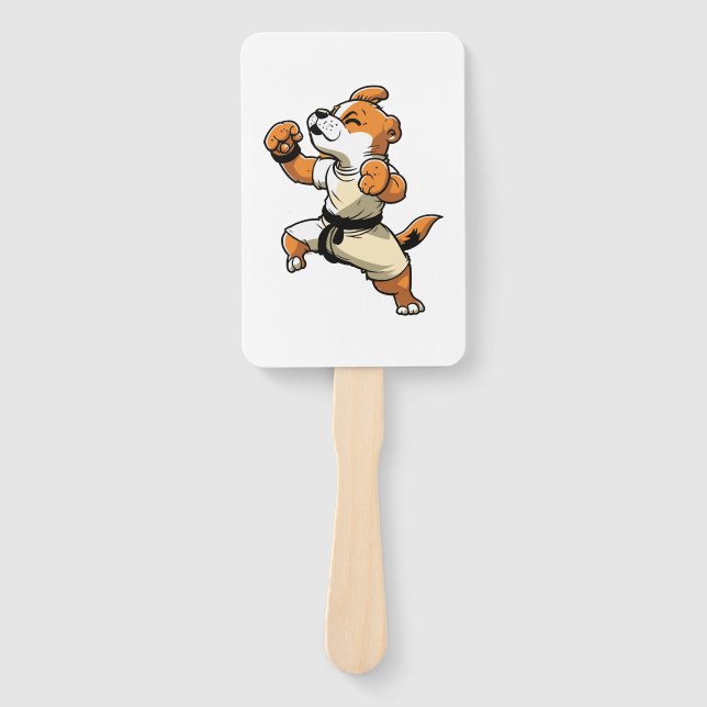 Dog Knows Karate transformed Hand Fan (Front)