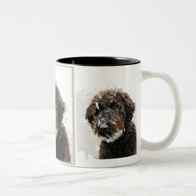 Dog: labradoodle painting Two-Tone coffee mug (Right)
