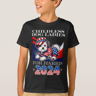 Dog Ladies For Harris 2024 Kamala President  T-Shirt
