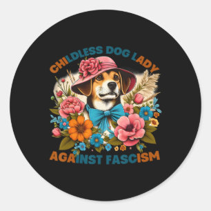 Dog Lady Against Fascism Voting Kamala Dog Owners Classic Round Sticker