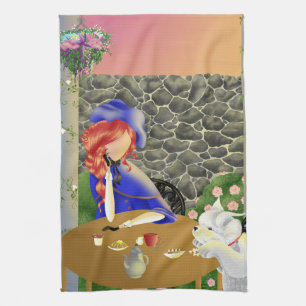 Dog & Lady Beautiful Summer Garden Tea Towel