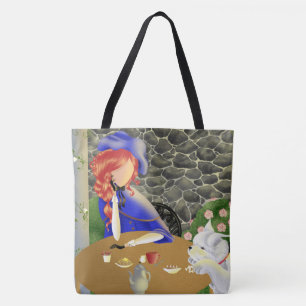 Dog & Lady in Café at Sunset Tote Bag