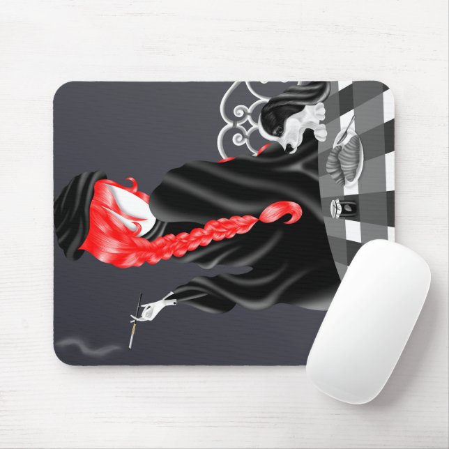 Dog & Lady in French café   Mouse Mat (With Mouse)