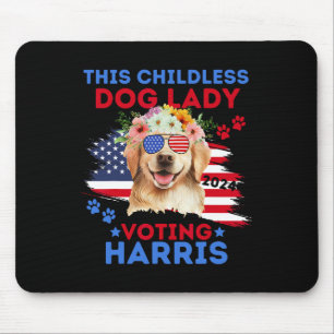 Dog Lady Vote Kamala Harris 2024 Golden Retriever  Mouse Mat