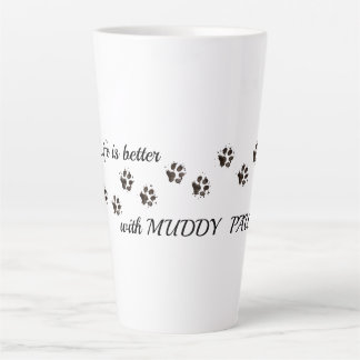 Dog Latte Coffee Mug, Paw Print Funny Mug