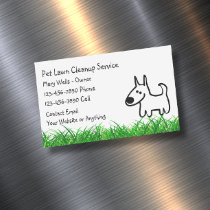 Dog Lawn Cleanup Simple Business Card Magnets