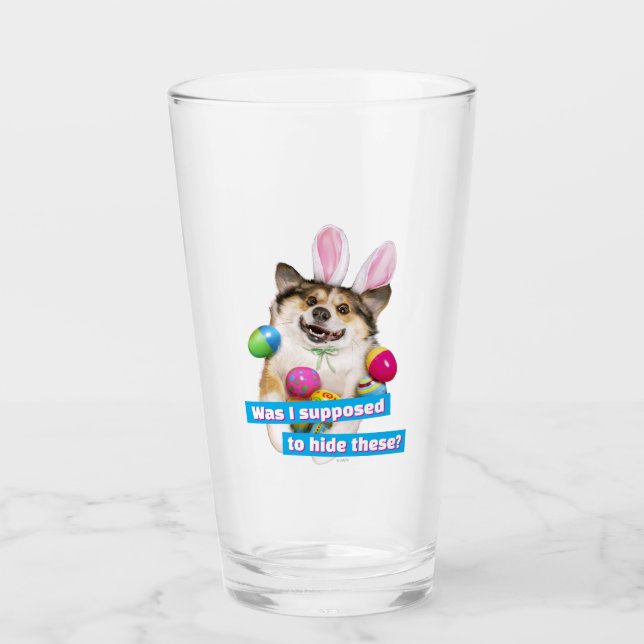 Dog Laying on Easter Eggs Glass (Front)
