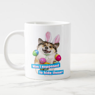 Dog Laying on Easter Eggs Large Coffee Mug