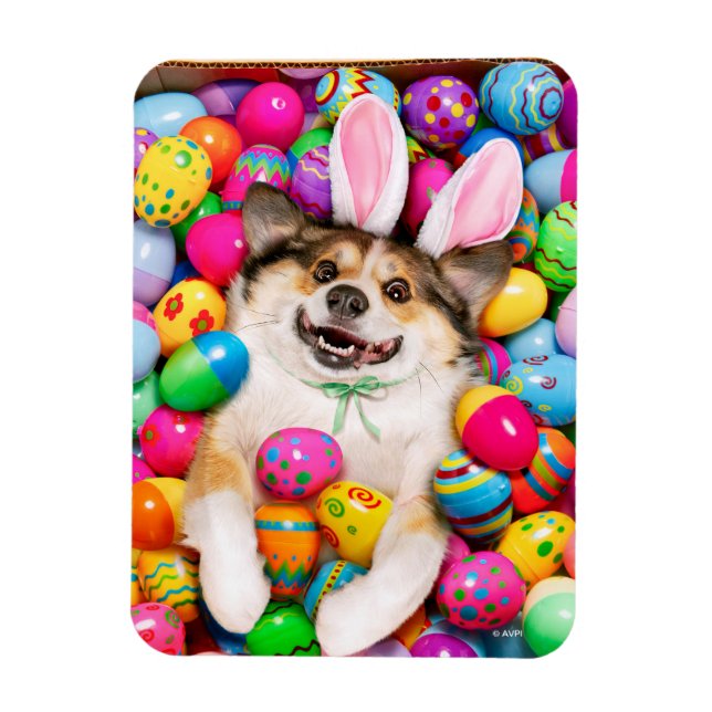 Dog Laying on Easter Eggs Magnet (Vertical)