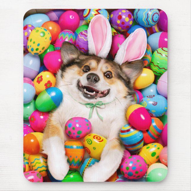 Dog Laying on Easter Eggs Mouse Mat (Front)