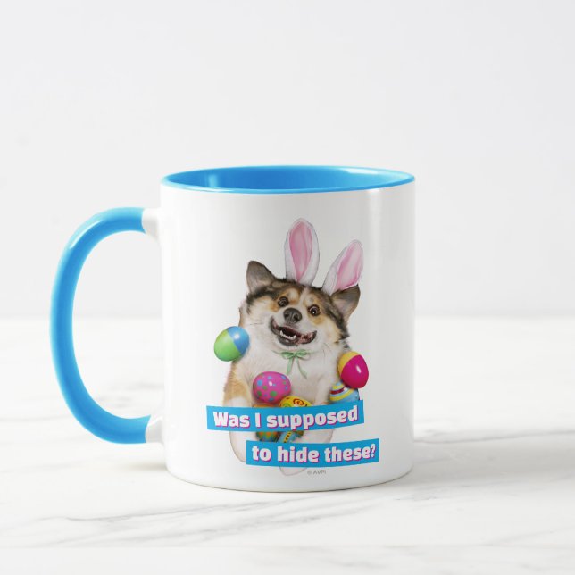 Dog Laying on Easter Eggs Mug (Left)