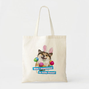 Dog Laying on Easter Eggs Tote Bag