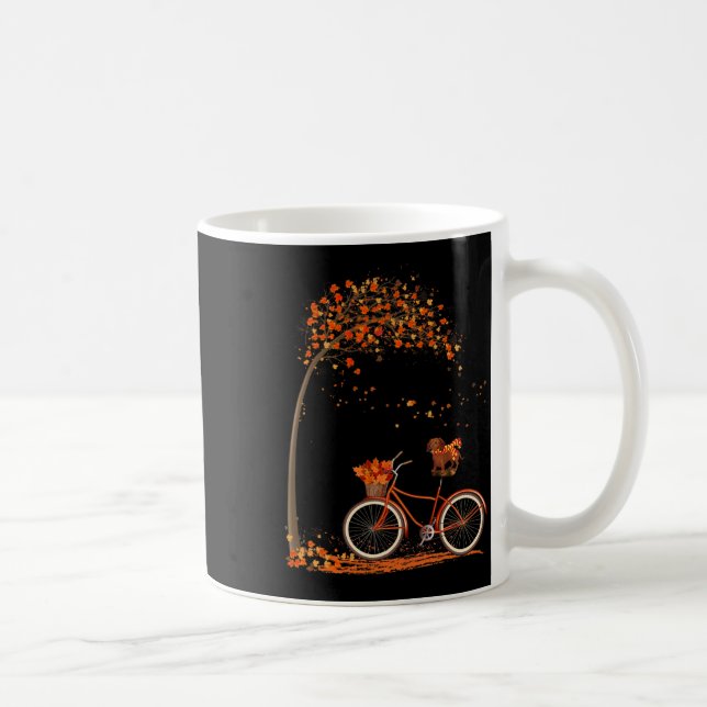 Dog Leaf Fall Autumn Cycling Fun Dachshund Lover  Coffee Mug (Right)