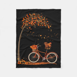 Dog Leaf Fall Autumn Cycling Fun Dachshund Lover  Fleece Blanket