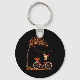 Dog Leaf Fall Autumn Cycling Fun Golden Retriever Key Ring