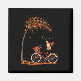 Dog Leaf Fall Autumn Cycling Fun Golden Retriever  Magnet