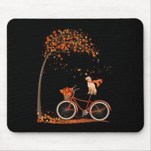 Dog Leaf Fall Autumn Cycling Fun Golden Retriever Mouse Mat