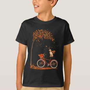 Dog Leaf Fall Autumn Cycling Fun Golden Retriever T-Shirt