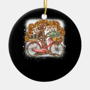 Dog Leaf Fall Autumn Cycling Funny Dachshund Pet L Ceramic Tree Decoration