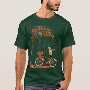 Dog Leaf Fall Autumn Cycling Funny Golden retrieve T-Shirt