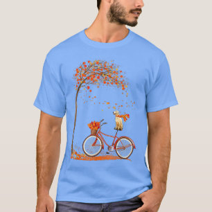Dog Leaf Fall Autumn Cycling Funny Golden retrieve T-Shirt