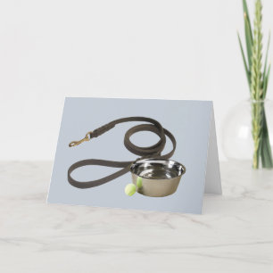 Dog  Leash and Bowl Sympathy Card