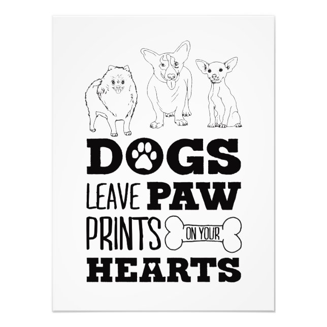 Dog Leaves Paw Prints on your heart Cute Puppy Ske (Front)