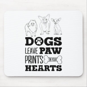 Dog Leaves Paw Prints on your heart Cute Puppy Ske Mouse Mat