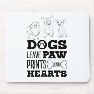 Dog Leaves Paw Prints on your heart Cute Puppy Ske Mouse Mat