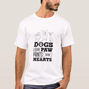 Dog Leaves Paw Prints on your heart Cute Puppy Ske T-Shirt