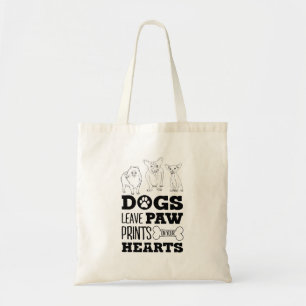 Dog Leaves Paw Prints on your heart Cute Puppy Ske Tote Bag