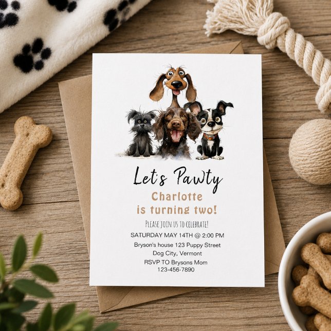 Dog Let's Pawty Birthday Invitation (Dog Let's Pawty Birthday Invitation
)