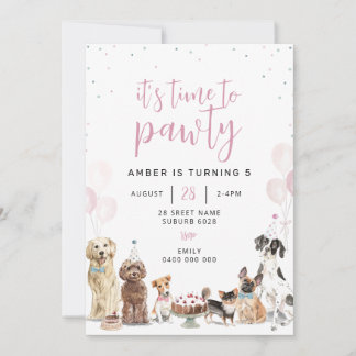 Dog Lets Pawty Birthday Invitation