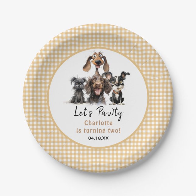 Dog Let's Pawty Birthday Paper Plate (Front)