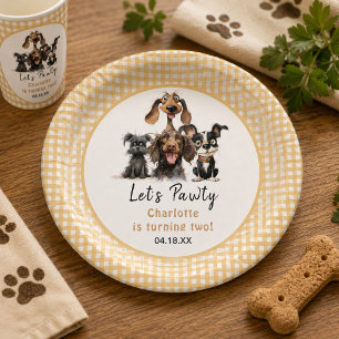 Dog Let's Pawty Birthday Paper Plate