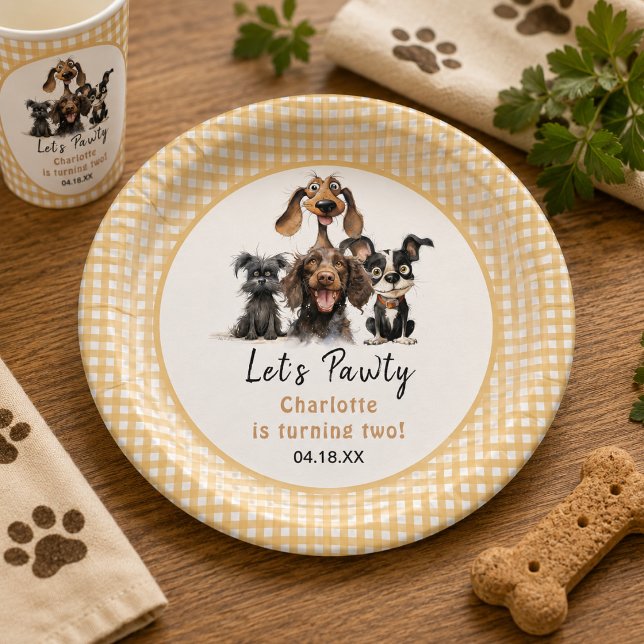 Dog Let's Pawty Birthday Paper Plate (Dog Let's Pawty Birthday Paper Plates)