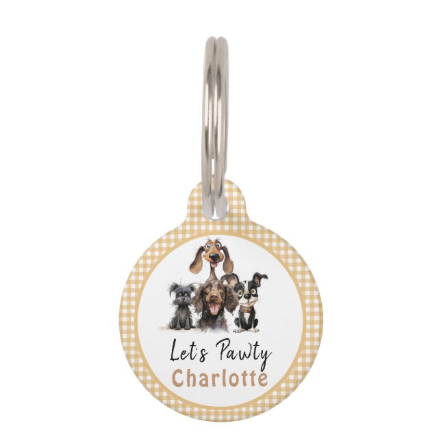 Dog Let's Pawty Birthday Pet Tag (Front)